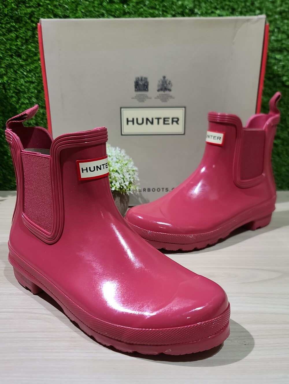 Hunter Pink Chelsea Winter Rain Boots